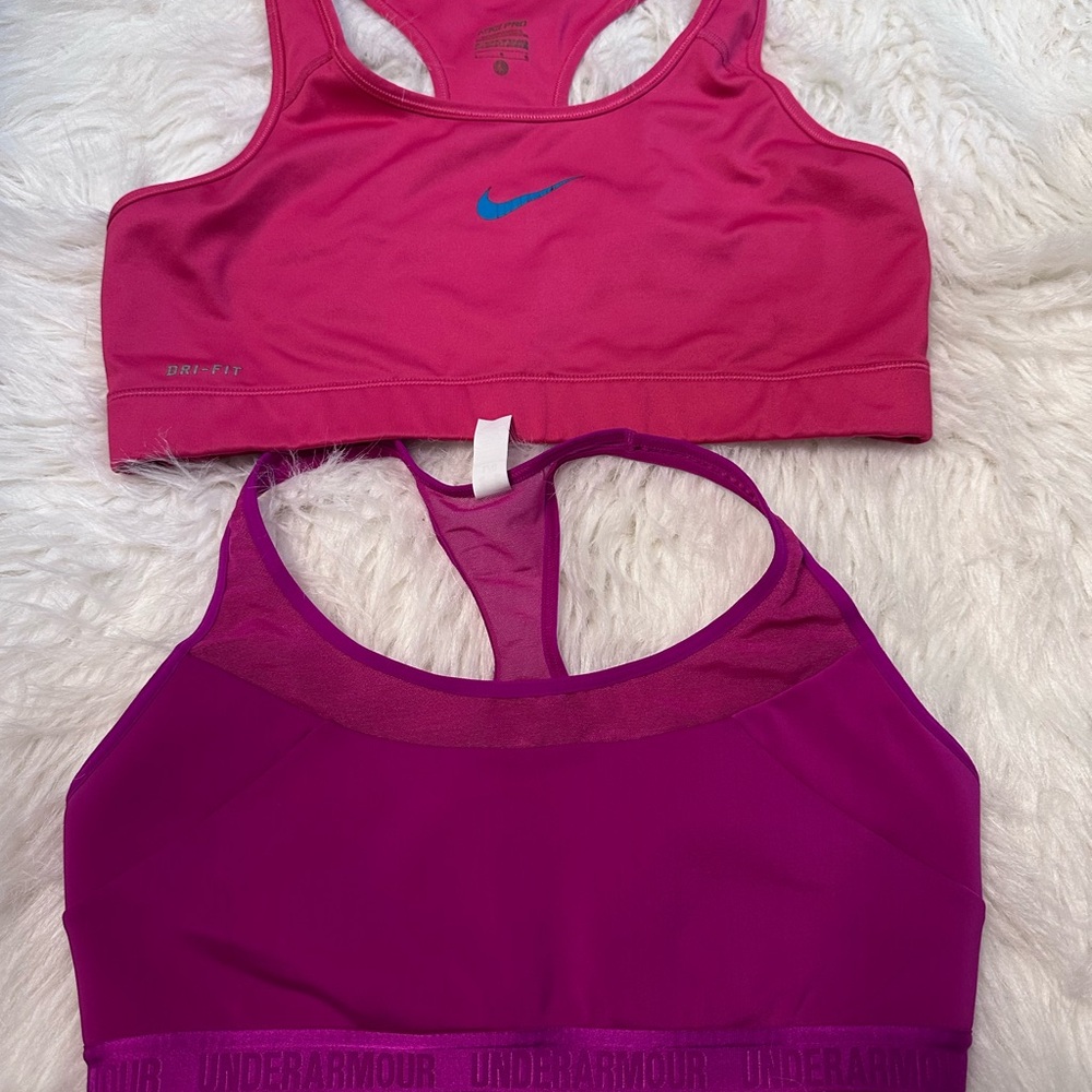 Nike and Under Armour Sports Bras - Pink and Purple